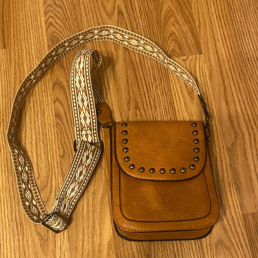 Brown Studded Crossbody Bag